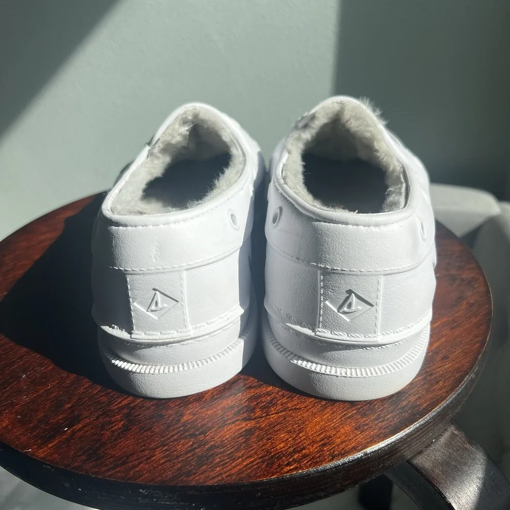 Sperry Top Sider  Float Fur Lined White/Grey Boat Shoes ‎ Size 8